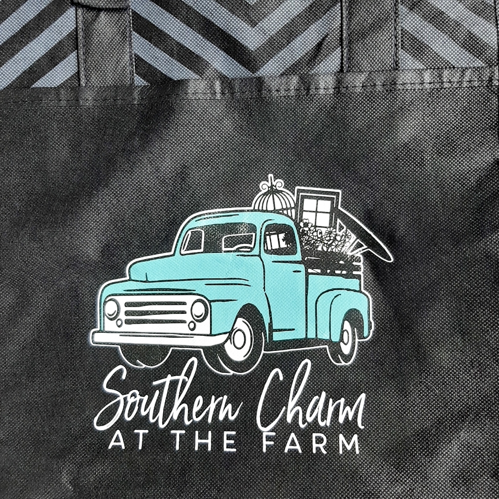 Southern Charm at the Farm reusable grocery shopping tote bag novelty truck